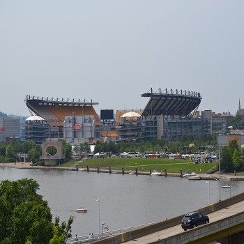 A view of Heinz Field from across the river, July 2015