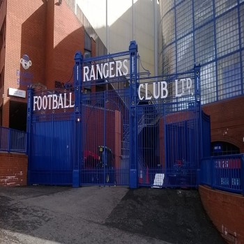 Gates to Ibrox stadium at Broomloan Stand.