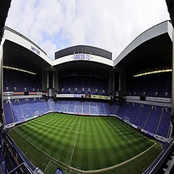 Panorama picture of the Copland, Broomloan and Govan stands at Ibrox Stadium. Taken from the Bill Struth Main Stand. Taken April 12th 2012