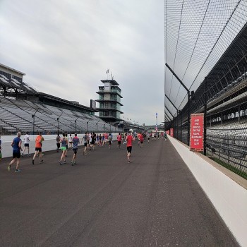 500 Festival Mini-Marathon participants at the Indianapolis Motor Speedway in 2018