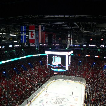 Inside the Bell Centre with new scoreboard during a ice hockey game 9n October 1, 2008.