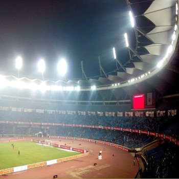 ISL 2014 match between Mumbai and Delhi at JLN Stadium