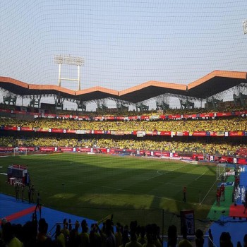The Nehru Stadium before the 2016 Indian Super League Final.