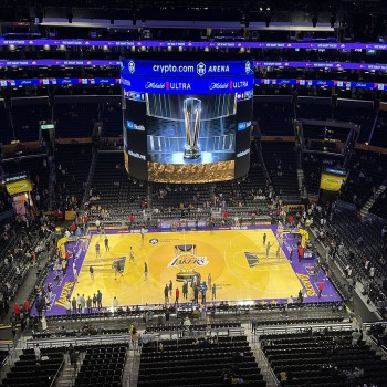 Los Angeles Lakers court used during the 2024 NBA Cup.
