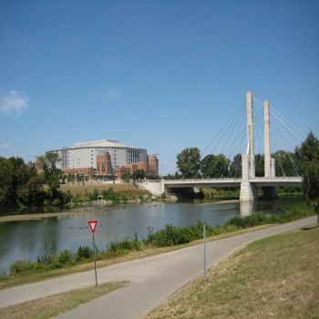 Lane Avenue Bridge and Schottenstein Center, OSU campus, Columbus OH.