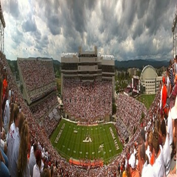 Panorama of Lane Stadium during the "white out" Virginia Tech vs. Austin Peay football game, September 8, 2012
