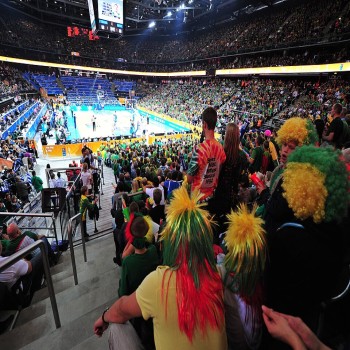 Lithuania men's national basketball team fans at Žalgiris Arena in 2011