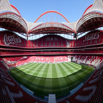 A panorama of the Estádio do Sport Lisboa e Benfica in Lisbon, Portugal.
