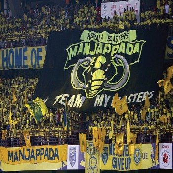 Manjappada (Yellow Army) during a match in Kochi.
