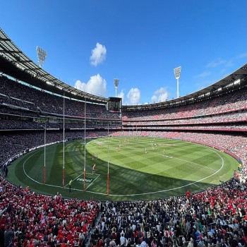 A sold out MCG during the 2022 AFL Grand Final; the match drew an attendance of 100,024