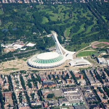 Montreal Olympic Stadium aerial view