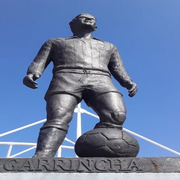 Monument in honor of Garrincha, idol of Botafogo and the Brazilian National Team, at the entrance to the Nilton Santos stadium.