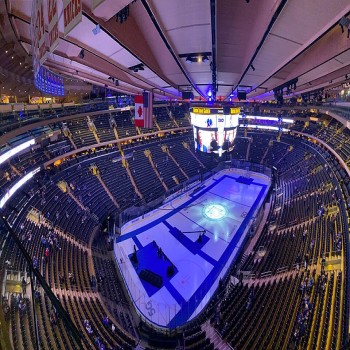 The playing surface before a New York Rangers game and the retirement ceremony of Henrik Lundqvist