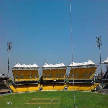 Renovated stands with fabric roofs