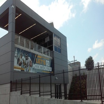 Northeast gate with new ADA accessible elevator and covered areas.