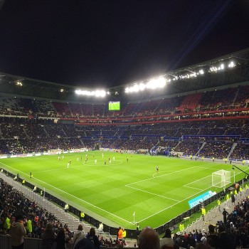 : View of Groupama Stadium during the French Cup semi-final between Olympique Lyonnais and Stade Rennais (Rennes won 3-2).