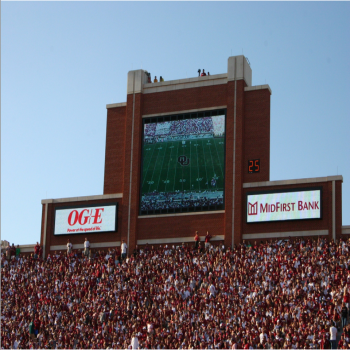 The north end zone scoreboard, installed prior to the 2007 season, replaced an older matrix-type messageboard.