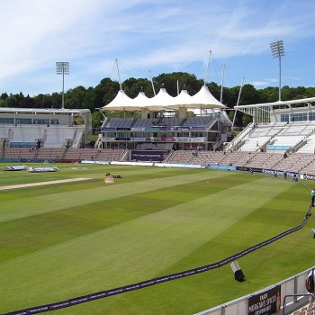 The Pavilion flanked by the new East and West stands, shortly before England v Australia ODI.