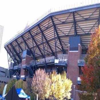 Picture of North stands of Bobby Dodd stadium taken from Bobby Dodd Way