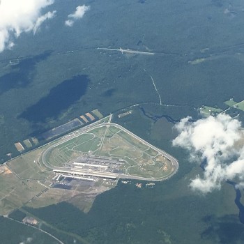Aerial photo of Pocono Raceway from a plane in August 2018.