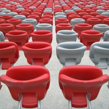 Tip-up standard stadium seats, type: FCB in red and silver colors