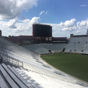 The scoreboard in the northern end zone