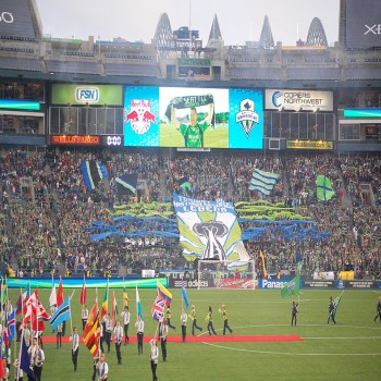 The south end of the stadium before the Sounders FC inaugural match