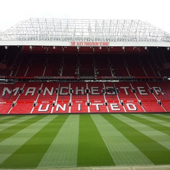 The Sir Alex Ferguson Stand (North Stand) seen from the Sir Bobby Charlton Stand (South Stand)