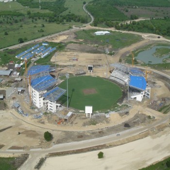 Aerial View of Vivian Richards Stadium in mid October, 2006.