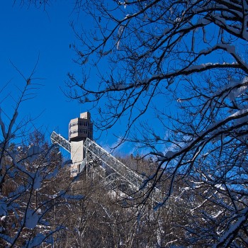 Ski Jump behind trees
