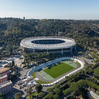 Aerial view of the roofed Olimpico
