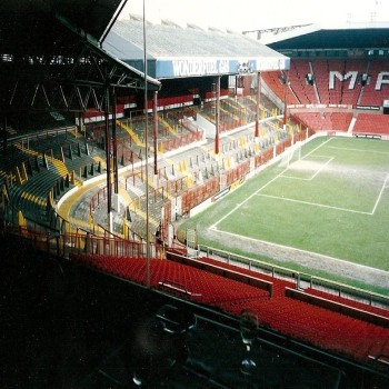 The Stretford End before its redevelopment in the early 1990s