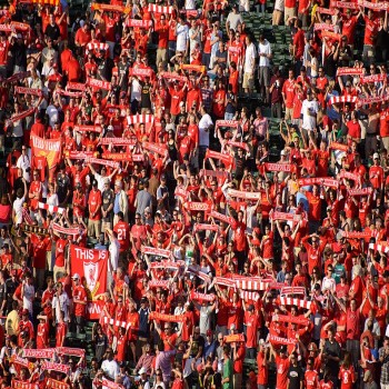 Supporters before the game between Liverpool and AS Roma at Fenway Park, 25 July 2012.