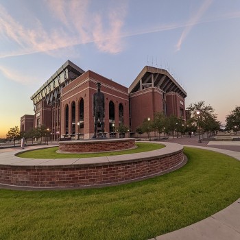 Kyle Field at Texas A&M University with the 12th man statue