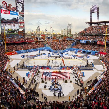 Citizens Bank Park hosting the 2012 NHL Winter Classic, featuring the Philadelphia Flyers and the New York Rangers