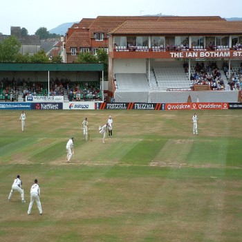 A 2003 image showing the (now demolished) River Stand beside the Ian Botham Stand.