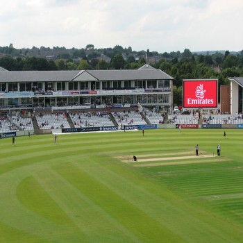The Riverside: pavilion and electronic scoreboard