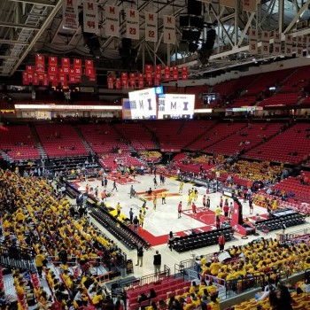 A shot of the Xfinity Center court in College Park