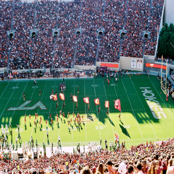 Virginia Tech Flag Bearers Run Out On Field