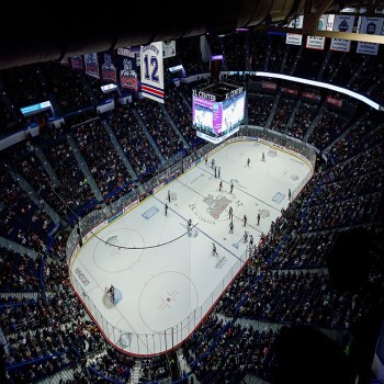 PeoplesBank Arena with a crowd for Wolf Pack Hockey (AHL) (Before 2025 Renovation)