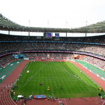 Stade de France with uncovered athletics track during the 2003 World Championships