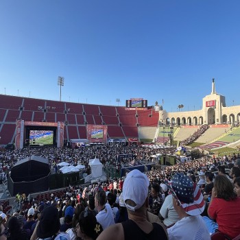 Inside the stadium during a FIFA Fan Festival during the 2026 FIFA World Cup.
