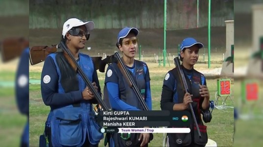 Indian women's trap team claimed silver in ISSF World C...