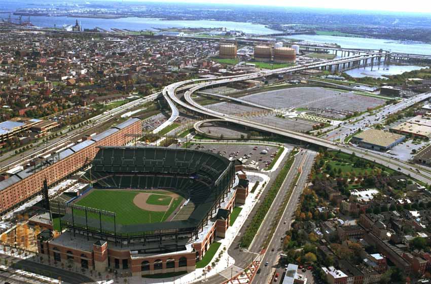 Aerial, Camden Yards Stadium, Baltimore, Maryland